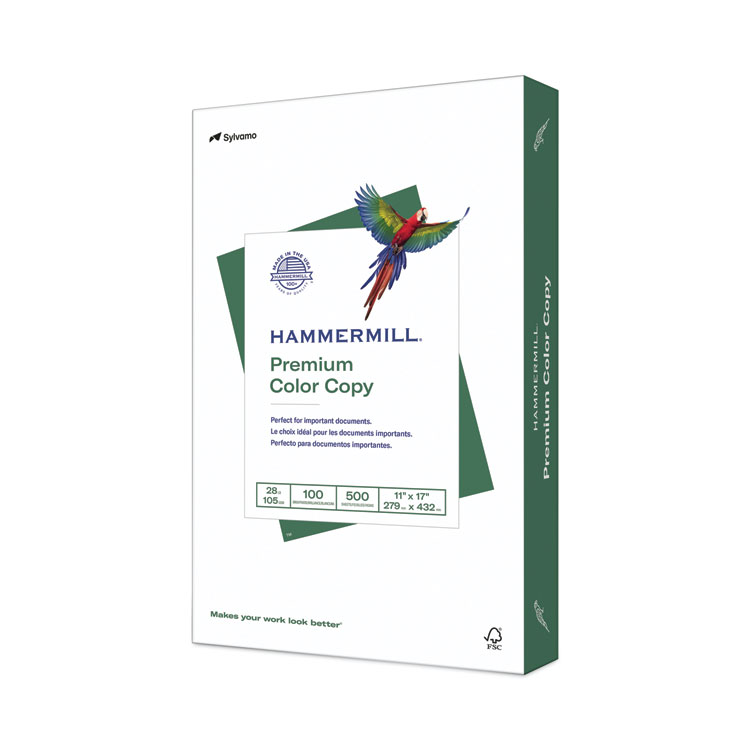 Hammermill Premium Color Copy Print Paper, 100 Bright, 28 lb Bond Weight, 11 x 17, Photo White, 500/Ream (HAM102541)