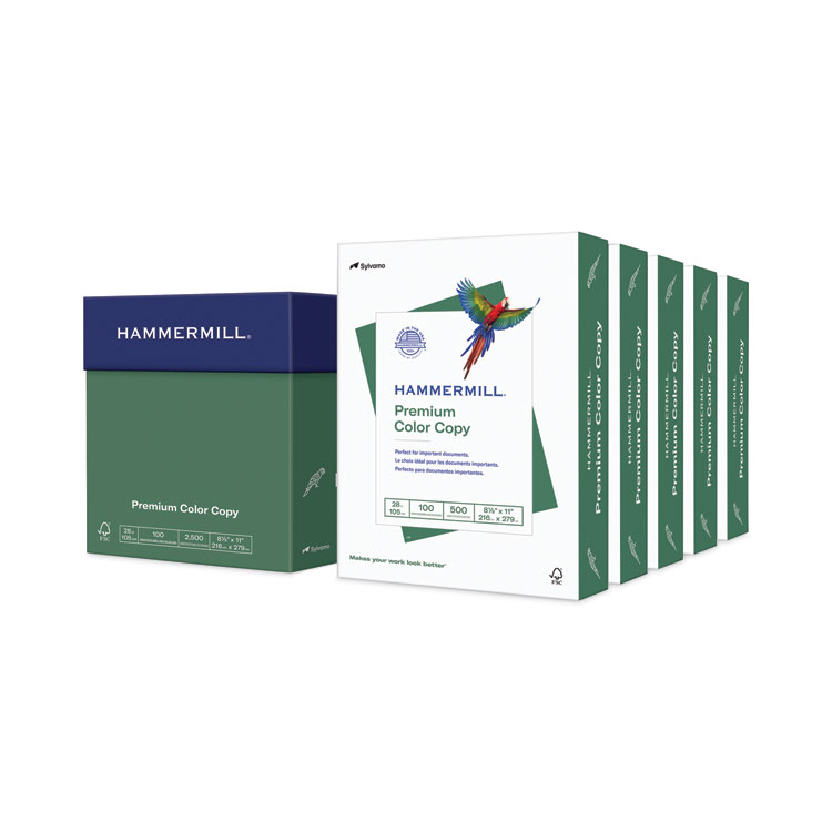 Hammermill Premium Color Copy Print Paper, 100 Bright, 28 lb Bond Weight, 8.5 x 11, Photo White, 500 Sheets/Ream, 5 Reams/Carton (HAM102450)
