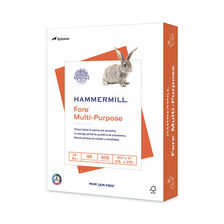 Hammermill Fore Multipurpose Print Paper, 96 Bright, 24 lb Bond Weight, 8.5 x 11, White, 500 Sheets/Ream (HAM103283RM)