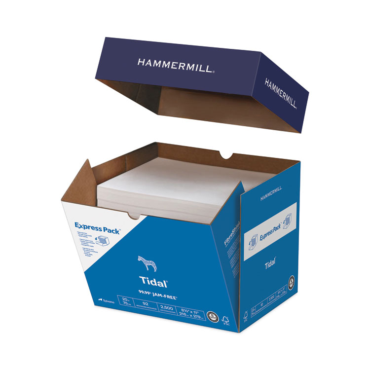 Hammermill Tidal Print Paper Express Pack, 92 Bright, 20 lb Bond Weight, 8.5 x 11, White, 2,500 Sheets/Carton (HAM163120)