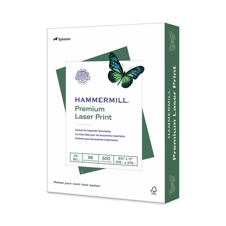 Hammermill Premium Laser Print Paper, 98 Bright, 24 lb Bond Weight, 8.5 x 11, White, 500/Ream (HAM104604)