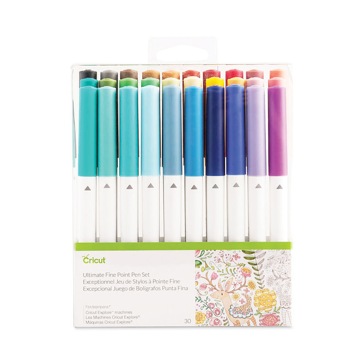 Cricut Ultimate Fine Point Porous Point Pen, Stick, Fine 0.4 mm, Assorted Ink Colors, White Barrel, 30/Set (CCU2004060)