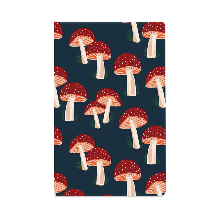 Classic Classic Layflat Softcover Notebook, Mushroom Artwork, Medium/College Rule, Navy Blue/Multicolor Cover, (72) 8 x 5 Sheets (DNKLFC1138L)