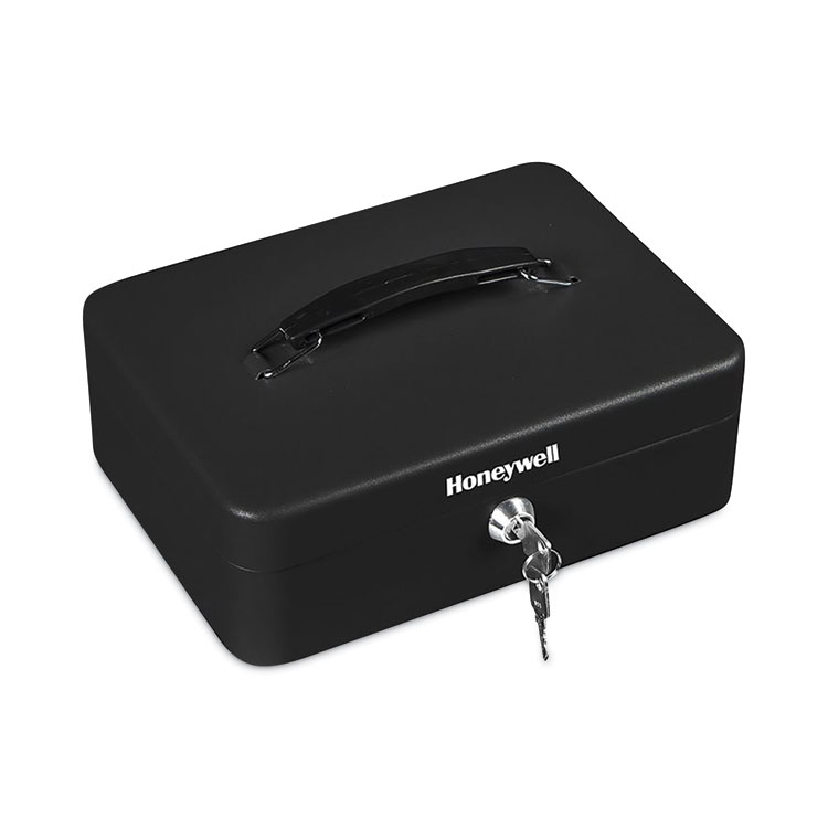 Honeywell Standard Cash Box, 9.8 x 7.3 x 4.1, Steel, Black (HWL6112)