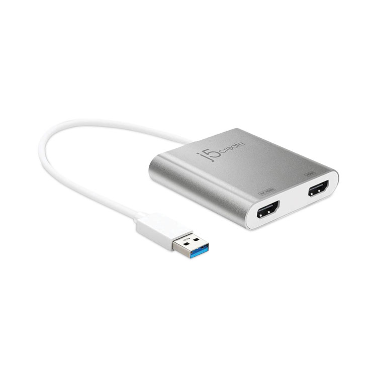 j5create USB to HDMI Adapter, 7.87", Silver/White (JCRJUA365)