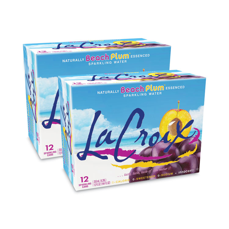 LaCroix Sparkling Water, Beach Plum, 12 oz Can, 12 Cans/Pack, 2 Packs/Carton (LCXNAV40114)