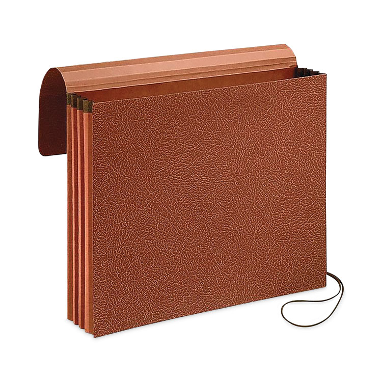 Pendaflex Earthwise by Pendaflex Recycled Expanding Wallet, 5.25" Expansion, 1 Section, Elastic Cord Closure, Legal Size, Redrope (PFXE1075G)