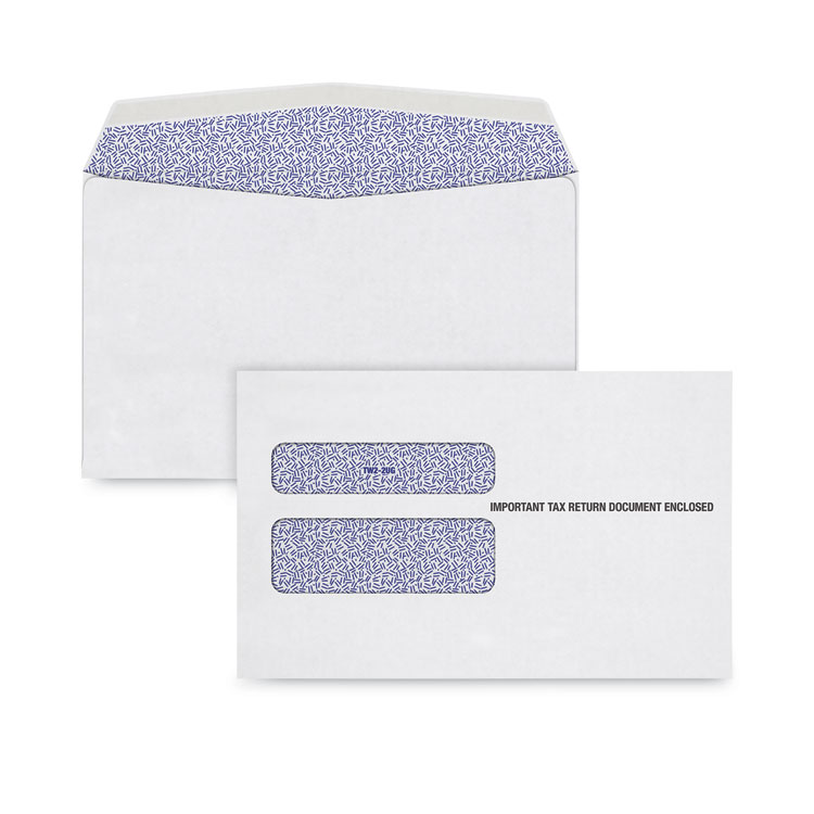 TOPS W-2 Laser Double Window Envelope, Commercial Flap, Gummed Closure, 5.63 x 9, White, 100/Pack (TOP7985E100)
