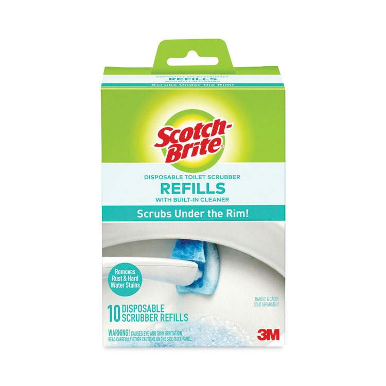 Scotch-Brite Disposable Toilet Scrubber Refill, Blue/White, 10/Pack (MMM558RF)
