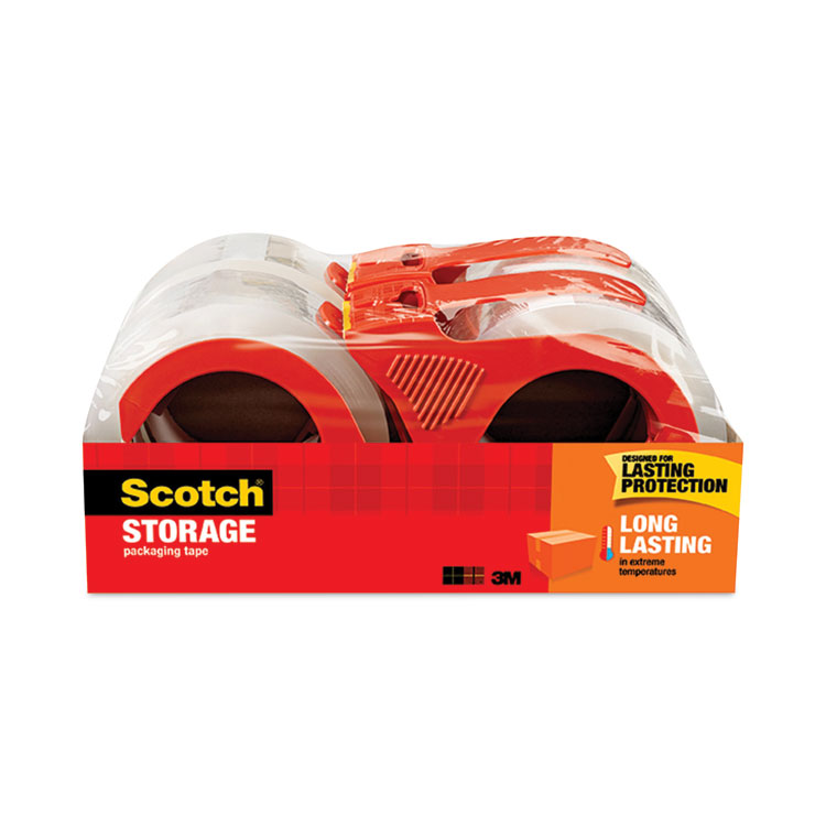 Scotch Storage Tape with Dispenser, 3" Core, 1.88" x 38.2 yds, Clear, 4/Pack (MMM3650S4RD)