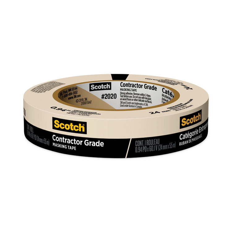 Scotch Commercial-Grade Masking Tape for Production Painting, 3" Core, 0.94" x 60 yds, Natural (MMM20201ABK)