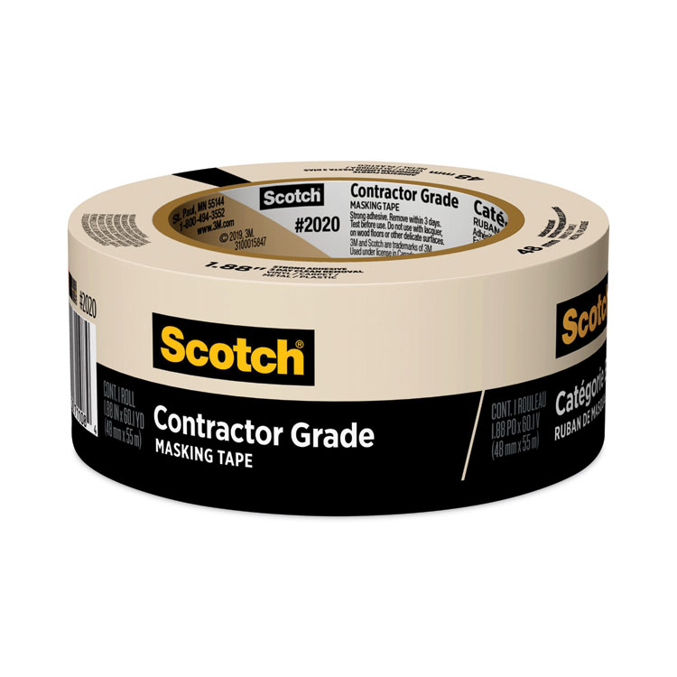 Scotch Commercial-Grade Masking Tape for Production Painting, 3" Core, 1.88" x 60 yds, Natural (MMM20202ABK)
