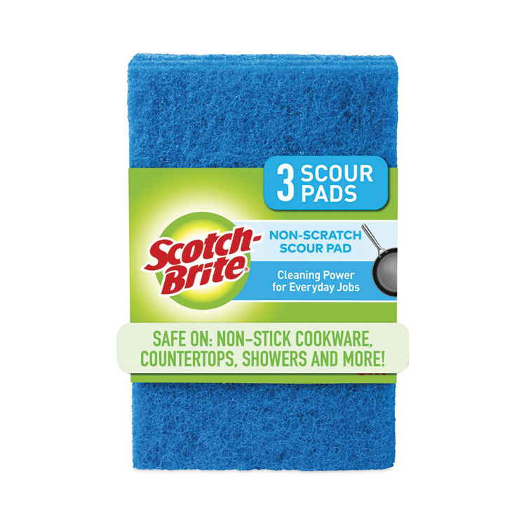 Scotch-Brite Non-Scratch Scour Pads, Size 3 x 6, Blue, 10/Carton (MMM62310)