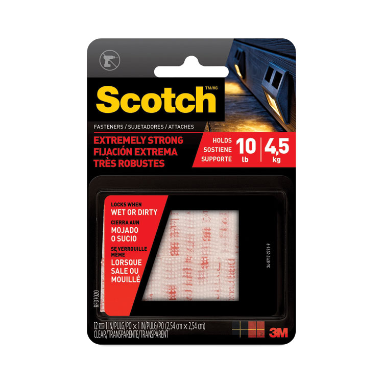 Scotch Extreme Fasteners, 1" x 1", White, 6/Pack (MMMRFD7020)