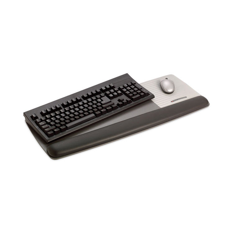 3M Antimicrobial Gel Mouse Pad/Keyboard Wrist Rest Platform, 25.5 x 10.6, Black/Silver (MMMWR422LE)