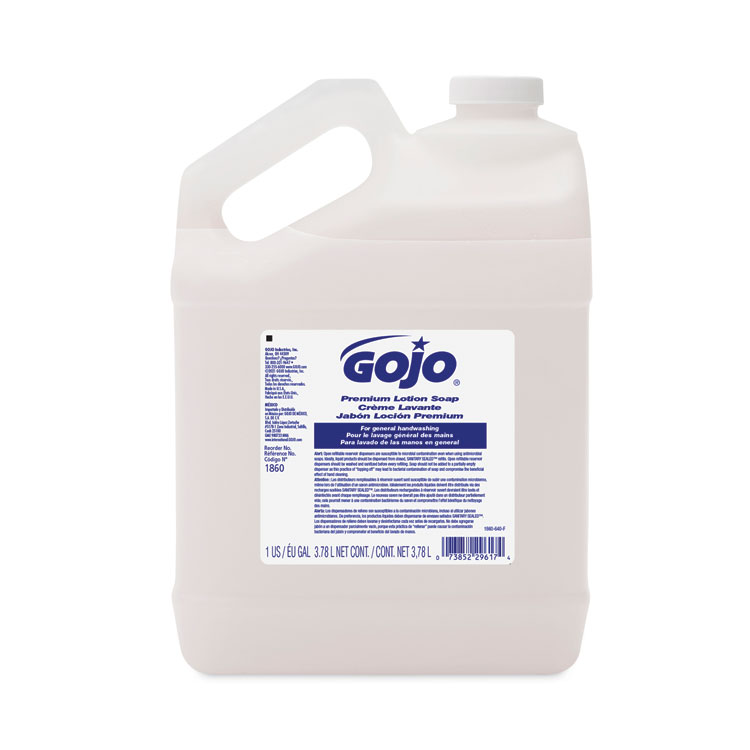 GOJO White Premium Lotion Soap Refill, Waterfall Scent, 1 gal, 4/Carton (GOJ186004CT)