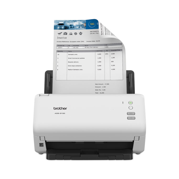 BROTHER INTL. CORP. ADS-3100 High-Speed Desktop Scanner, 600 dpi Optical Resolution, 60-Sheet ADF (BRTADS3100)