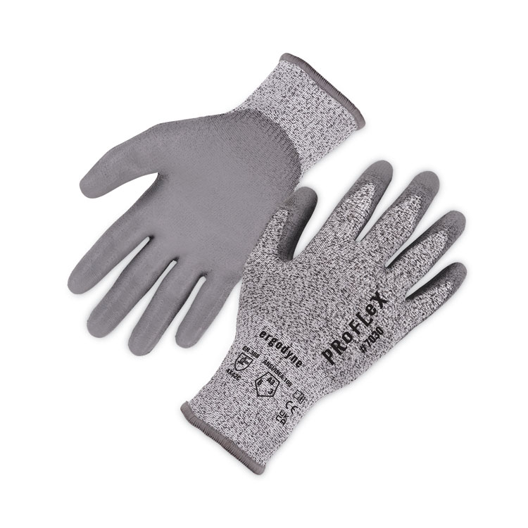 ergodyne ProFlex 7030 ANSI A3 PU Coated CR Gloves, EN388: 4X42C, 9" Long, Small, Gray, Pair (EGO10462)
