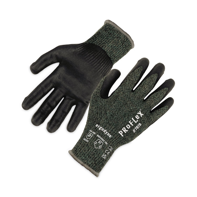 ergodyne ProFlex 7070 ANSI A7 Nitrile Coated CR Gloves, EN388: 4X42F, 9" Long, Medium, Green, 12 Pairs (EGO18033)