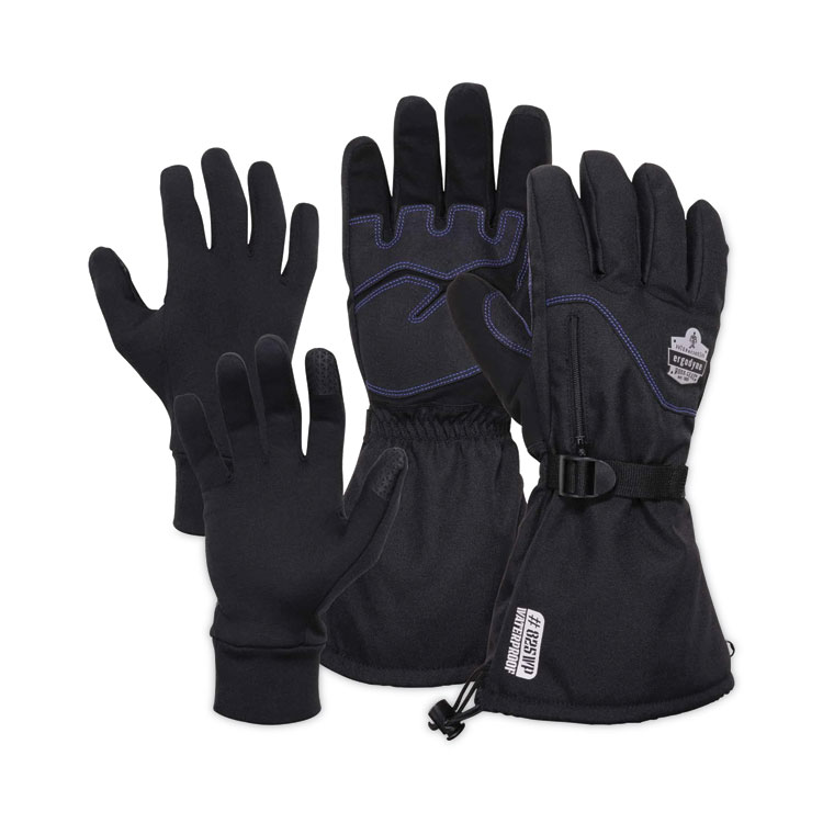 ergodyne ProFlex 825WP Thermal Waterproof Winter Work Gloves, XX-Large, Black, Pair (EGO17606)