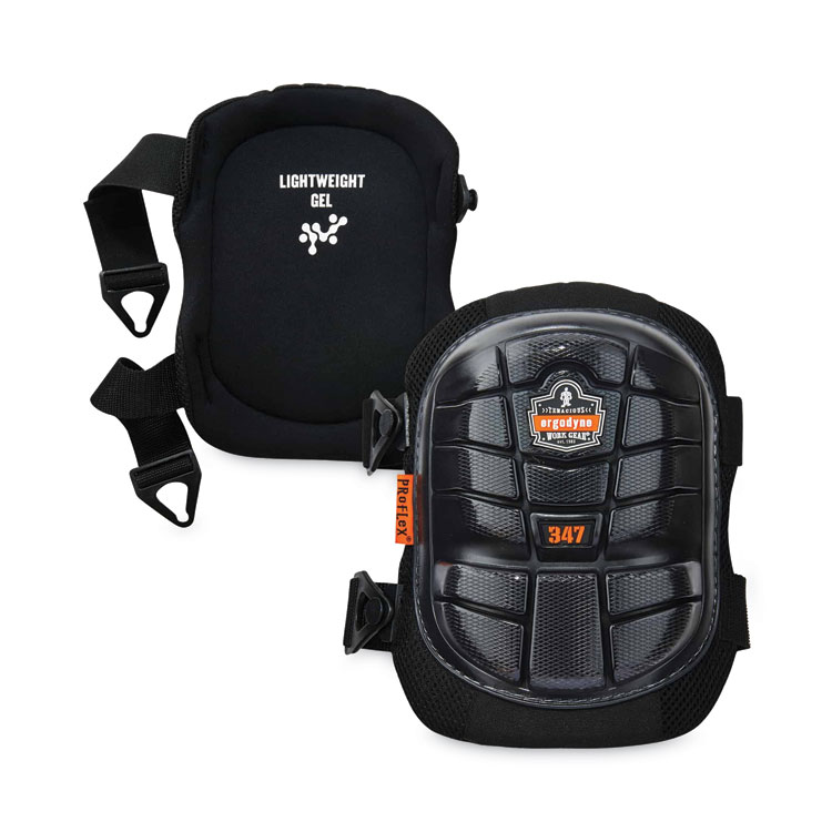 ergodyne ProFlex 347 Lightweight Gel Knee Pads, Long Cap, One Size Fits Most, Pair (EGO18447)