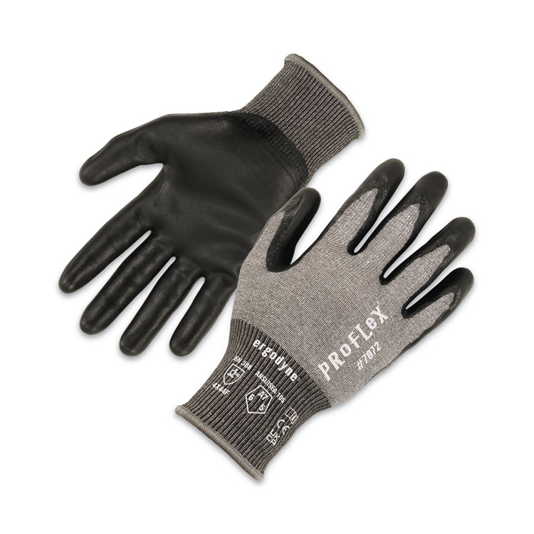 ergodyne ProFlex 7072 ANSI A7 Nitrile-Coated CR Gloves, EN388: 4X44F, 9" Long, X-Large, Gray, Pair (EGO10315)