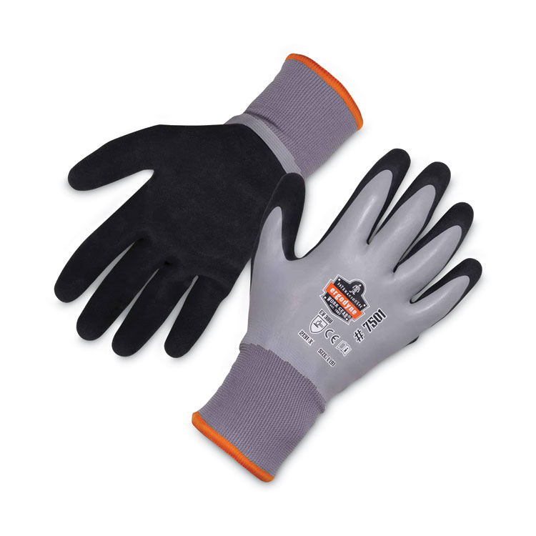 ergodyne ProFlex 7501 Coated Waterproof Winter Gloves, EN388: 2131X, 10.5" Long, Large, Gray, Pair (EGO17634)
