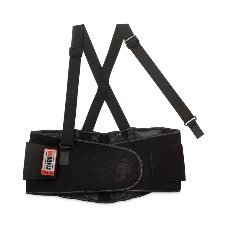 ergodyne ProFlex 1400UN Universal Size Back Support Brace, One Size Fits All, 25" to 58" Waist, Black (EGO11400)
