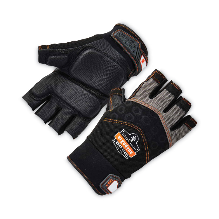 ergodyne ProFlex 900 Half-Finger Impact Gloves, EN388: 1121X, XX-Large, Black, Pair (EGO17696)