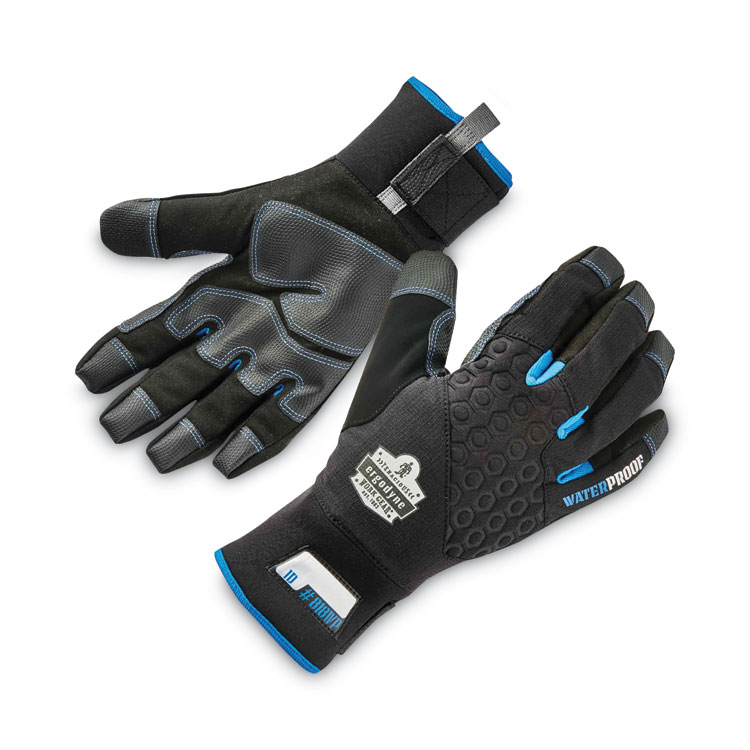 ergodyne ProFlex 818WP Thermal WP Gloves with Tena-Grip, EN388: 3423X, 9" Long, Small, Black, Pair (EGO17382)