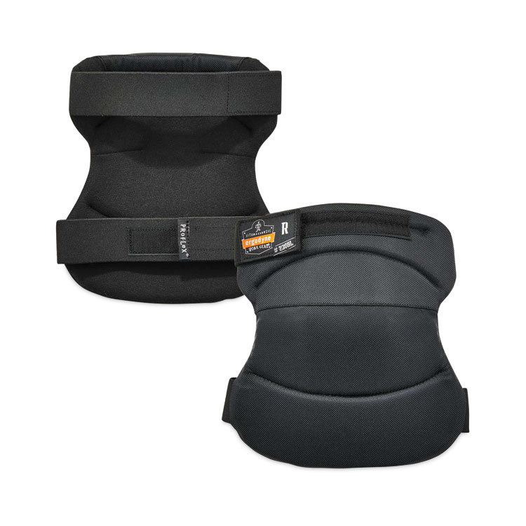 ergodyne ProFlex 230HL Knee Pads, Wide Soft Cap, Hook and Loop Closure, One Size Fits Most, Black, Pair (EGO18231)