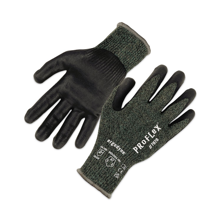 ergodyne ProFlex 7070 ANSI A7 Nitrile Coated CR Gloves, EN388: 4X42F, 9" Long, Medium, Green, Pair (EGO18043)