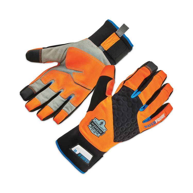ergodyne ProFlex 818WP Thermal WP Gloves with Tena-Grip, EN388: 3423X, 9" Long, X-Large, Orange, Pair (EGO17395)