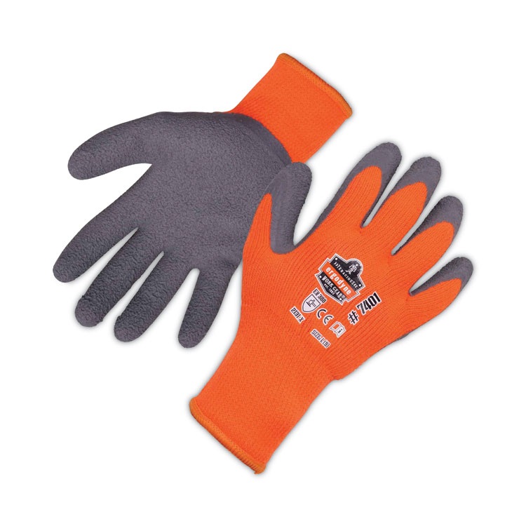 ergodyne ProFlex 7401-CASE Coated Lightweight Winter Gloves, EN388: 2131X, 9" Long, X-Large, Orange, Pair (EGO17625)