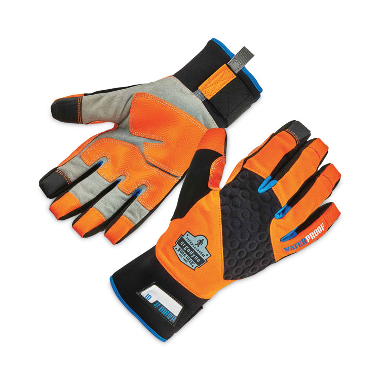 ergodyne ProFlex 818WP Thermal WP Gloves with Tena-Grip, EN388: 3423X, 9" Long, Large, Orange, Pair (EGO17394)