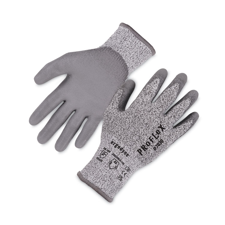 ergodyne ProFlex 7030 ANSI A3 PU Coated CR Gloves, EN388: 4X42C, 9" Long, Medium, Gray, Pair (EGO10463)