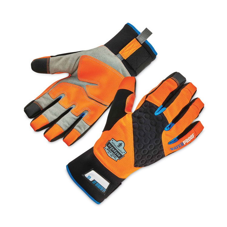 ergodyne ProFlex 818WP Thermal WP Gloves with Tena-Grip, EN388: 3423X, 9" Long, Medium, Orange, Pair (EGO17393)