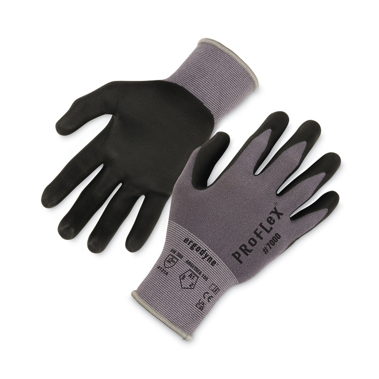 ergodyne ProFlex 7000 Nitrile-Coated Gloves Microfoam Palm, EN388: 4121A, 9" Long, Medium, Gray, 12 Pairs (EGO10363)
