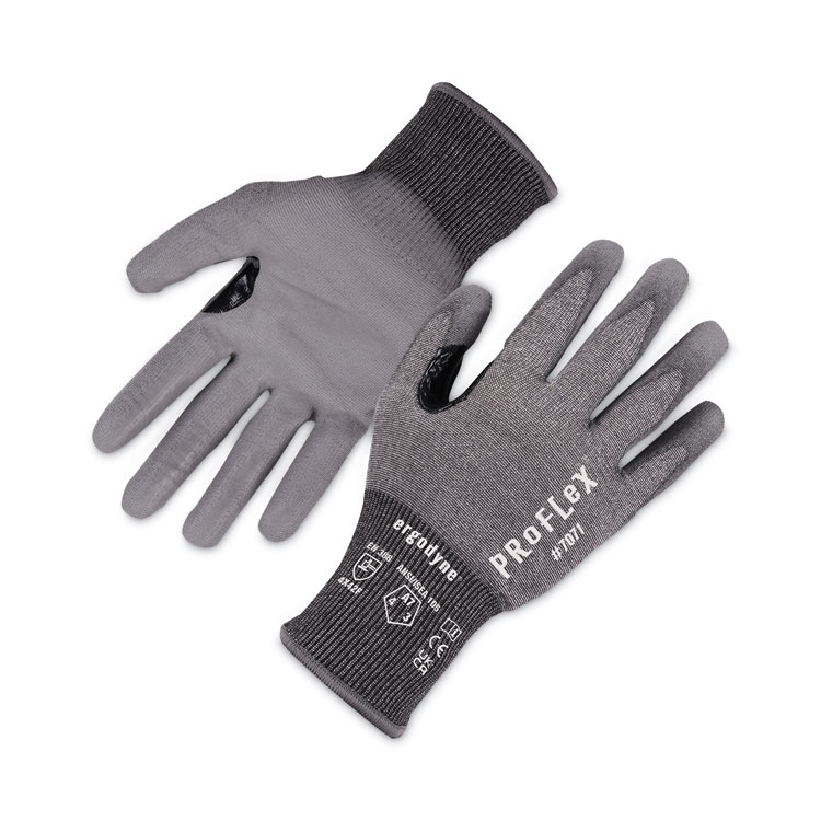 ergodyne ProFlex 7071 ANSI A7 PU Coated CR Gloves, EN388: 4X42F, 9" Long, Medium, Gray, Pair (EGO18073)