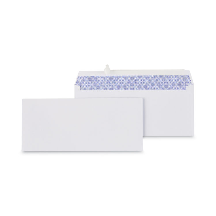 Universal Peel Seal Strip Security Tint Business Envelope, #10, Square Flap, Self-Adhesive Closure, 4.13 x 9.5, White, 100/Box (UNV36004)
