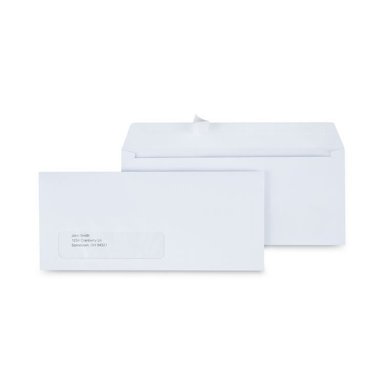 Universal Peel Seal Strip Business Envelope, Address Window, #10, Square Flap, Self-Adhesive Closure, 4.13 x 9.5, White, 500/Box (UNV36005)