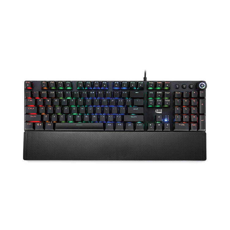 Adesso RGB Programmable Mechanical Gaming Keyboard with Detachable Magnetic Palmrest, 108 Keys, Black (ADEAKB650EB)