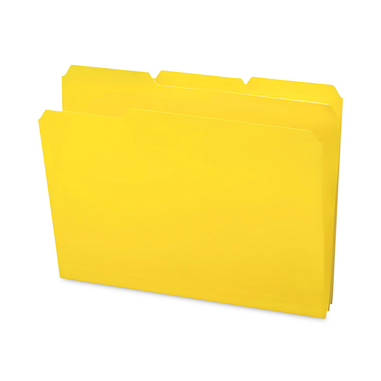 Smead Top Tab Poly Colored File Folders, 1/3-Cut Tabs: Assorted, Letter Size, 0.75" Expansion, Yellow, 24/Box (SMD10504)