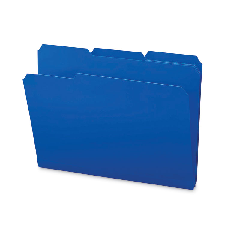 Smead Top Tab Poly Colored File Folders, 1/3-Cut Tabs: Assorted, Letter Size, 0.75" Expansion, Blue, 24/Box (SMD10503)
