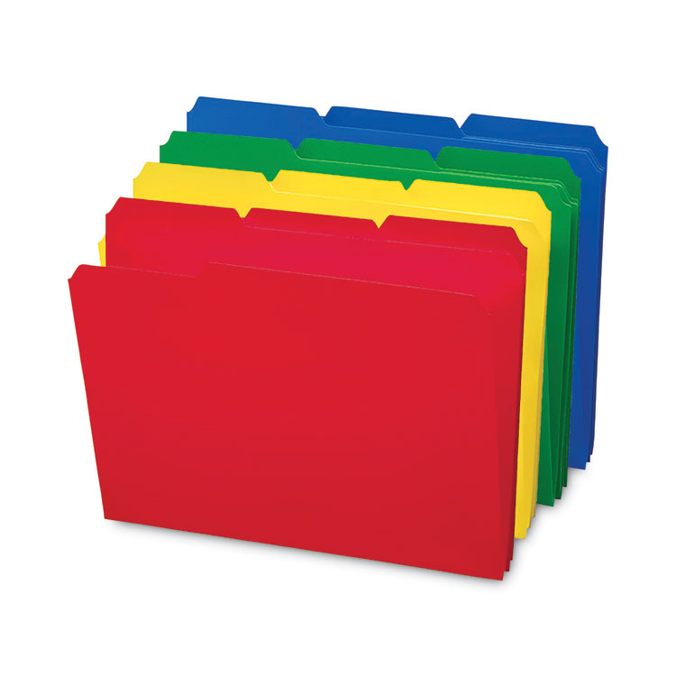 Smead Top Tab Poly Colored File Folders, 1/3-Cut Tabs: Assorted, Letter Size, 0.75" Expansion, Assorted Colors, 24/Box (SMD10500)