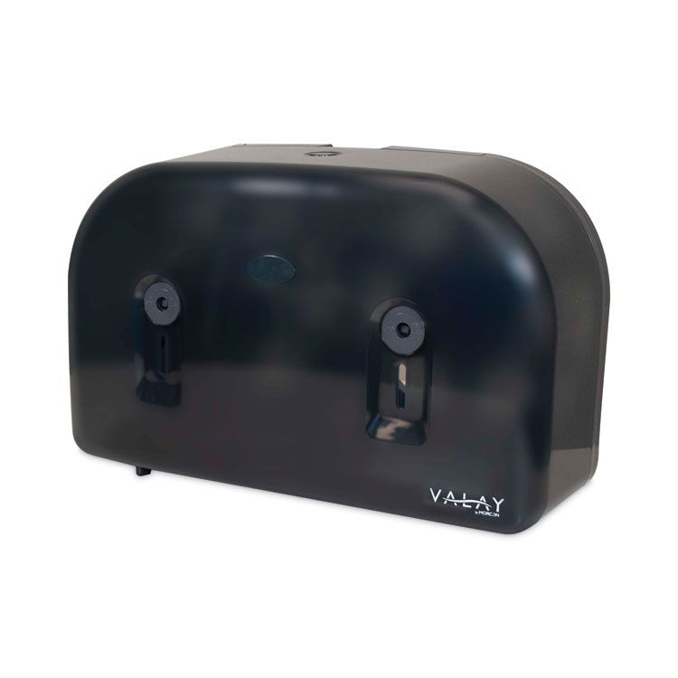 Morcon Tissue Valay Plastic Mini Jumbo Bath Tissue Dispenser, Two Rolls, 9.75 x 15.87 x 5.25, Black (MORVT1003)