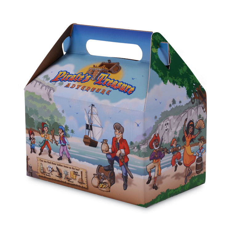 SCT Pirate Kids' Meal Barn Boxes, 6.43 x 4 x 3.75, Brown, Paper, 96/Carton (SCH2793)