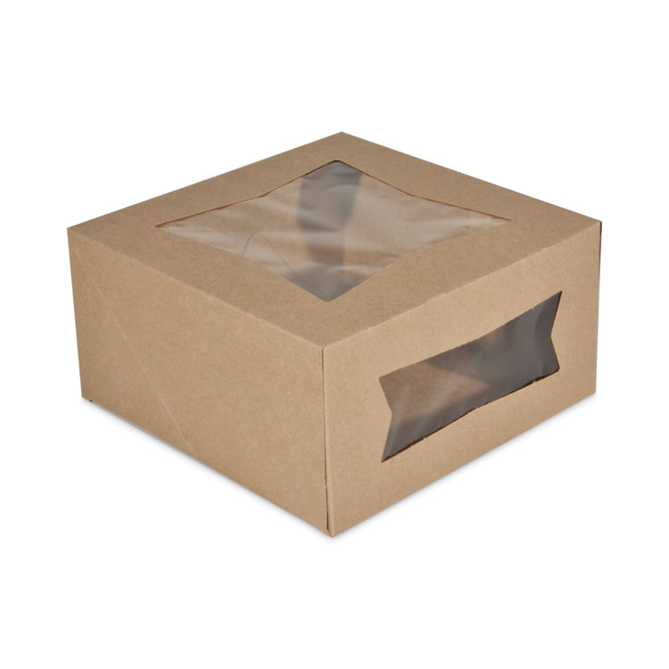SCT Kraft Window Bakery Boxes, 8 x 8 x 4, Brown, Paper, 150/Carton (SCH24053K)
