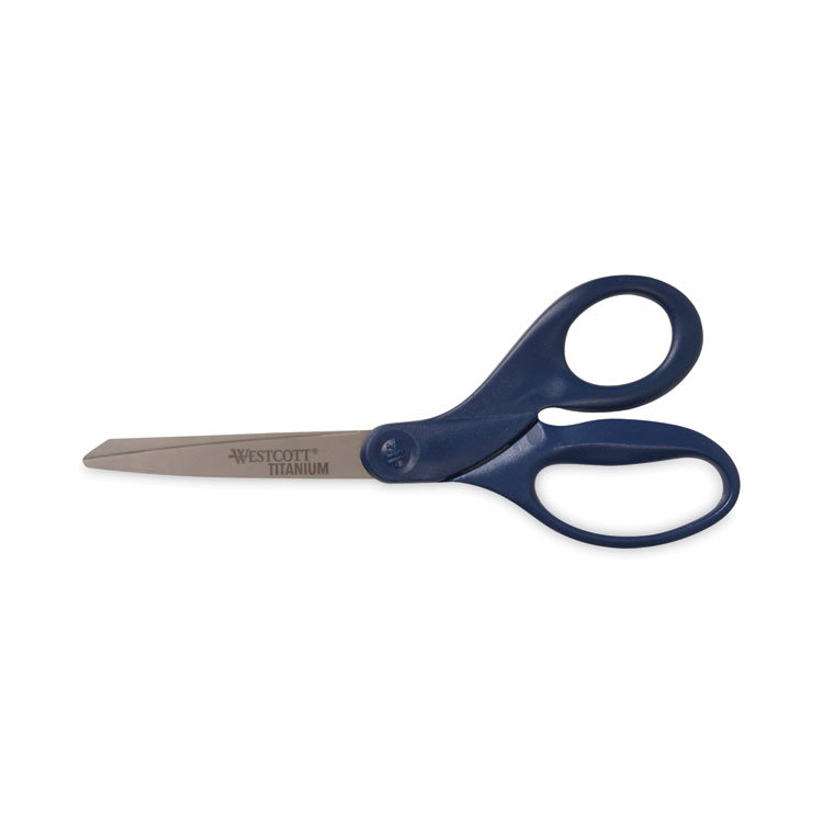 Westcott Titanium Bonded Scissors, 8" Long, 3.5" Cut Length, Straight Navy Handle (ACM17509)