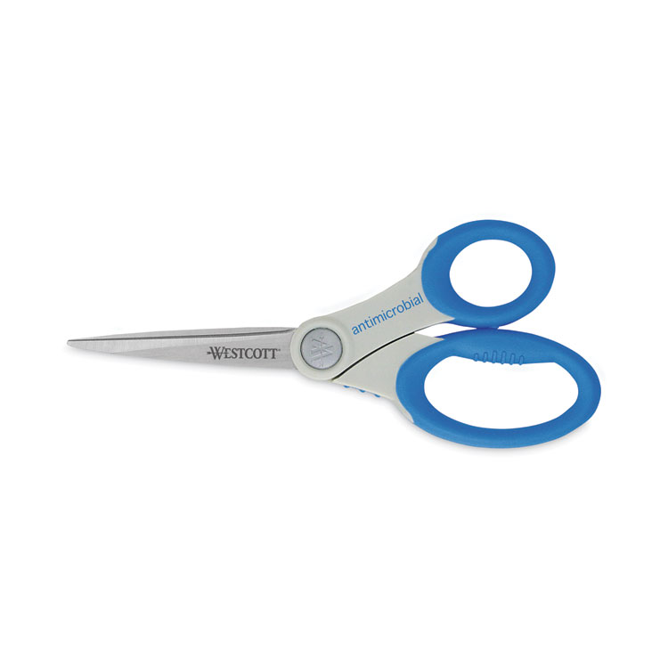 Westcott Scissors with Antimicrobial Protection, 8" Long, 3.5" Cut Length, Straight Blue Handle (ACM14643)